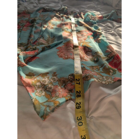 Eyeshadow Cardigan Sz L Aquabreeze French Country Floral Lightweight Kimono Boho - Picture 9 of 9
